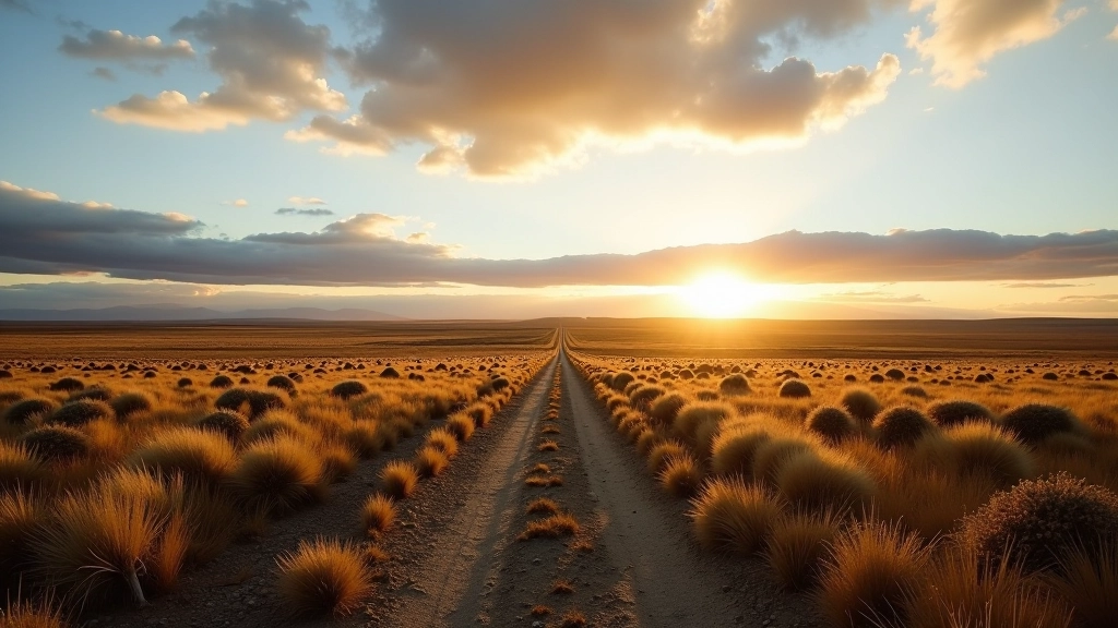 Estepa Patagónica con vegetación baja y horizonte amplio